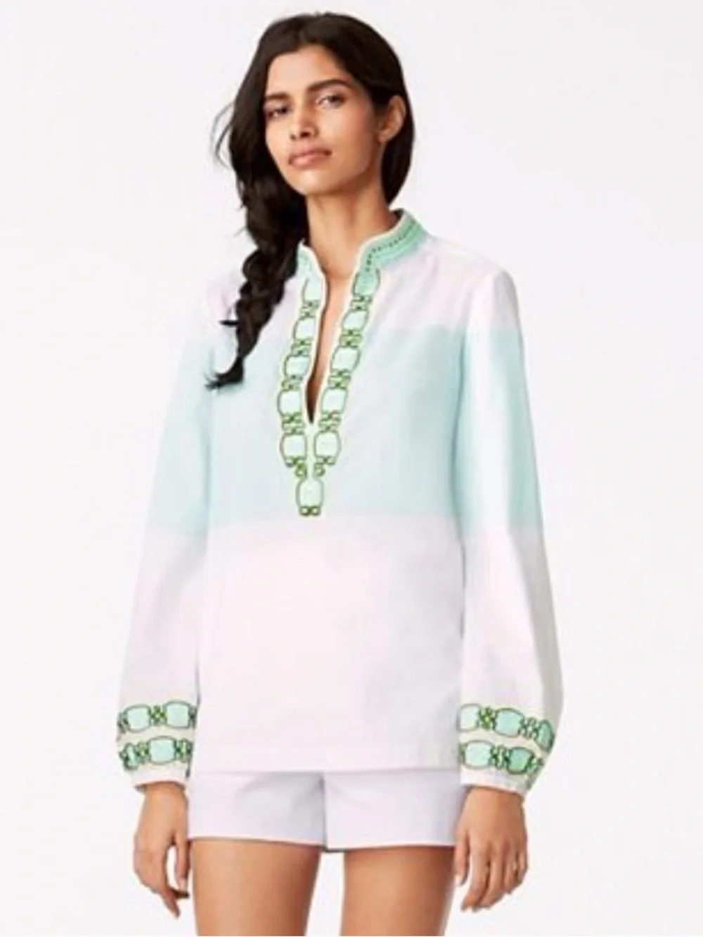 Tory Burch Sylvia Isla Collins Stripe Embroidered Tunic 4